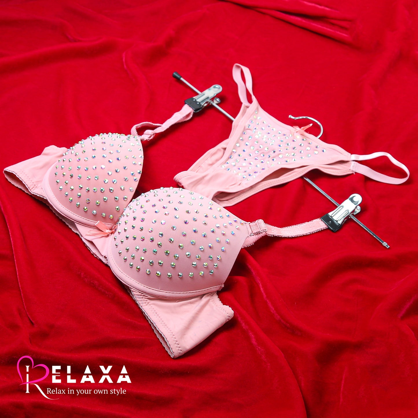 Seamless Stone Beaded Thinpad Bra Set