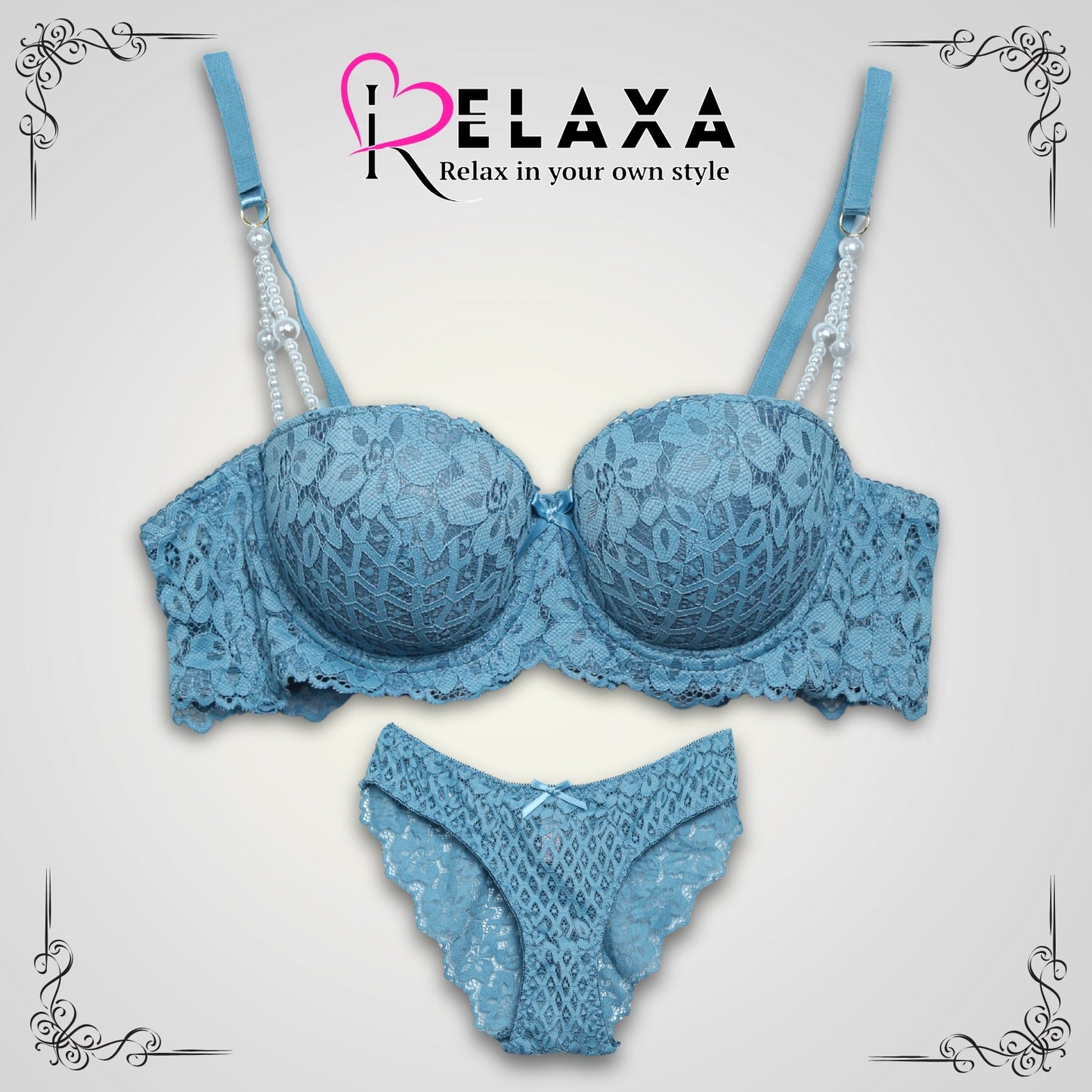 VS Bra Set With Pearl Straps (Imported)