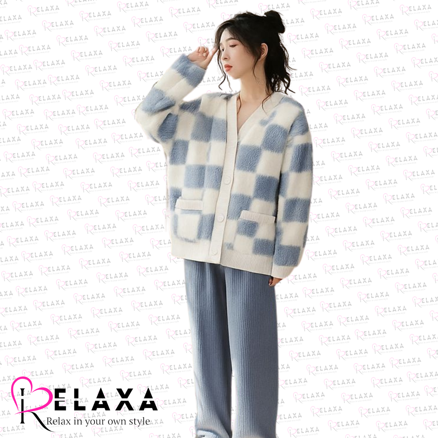 Relaxa Fleece Trouser Shirt Grey & Cream