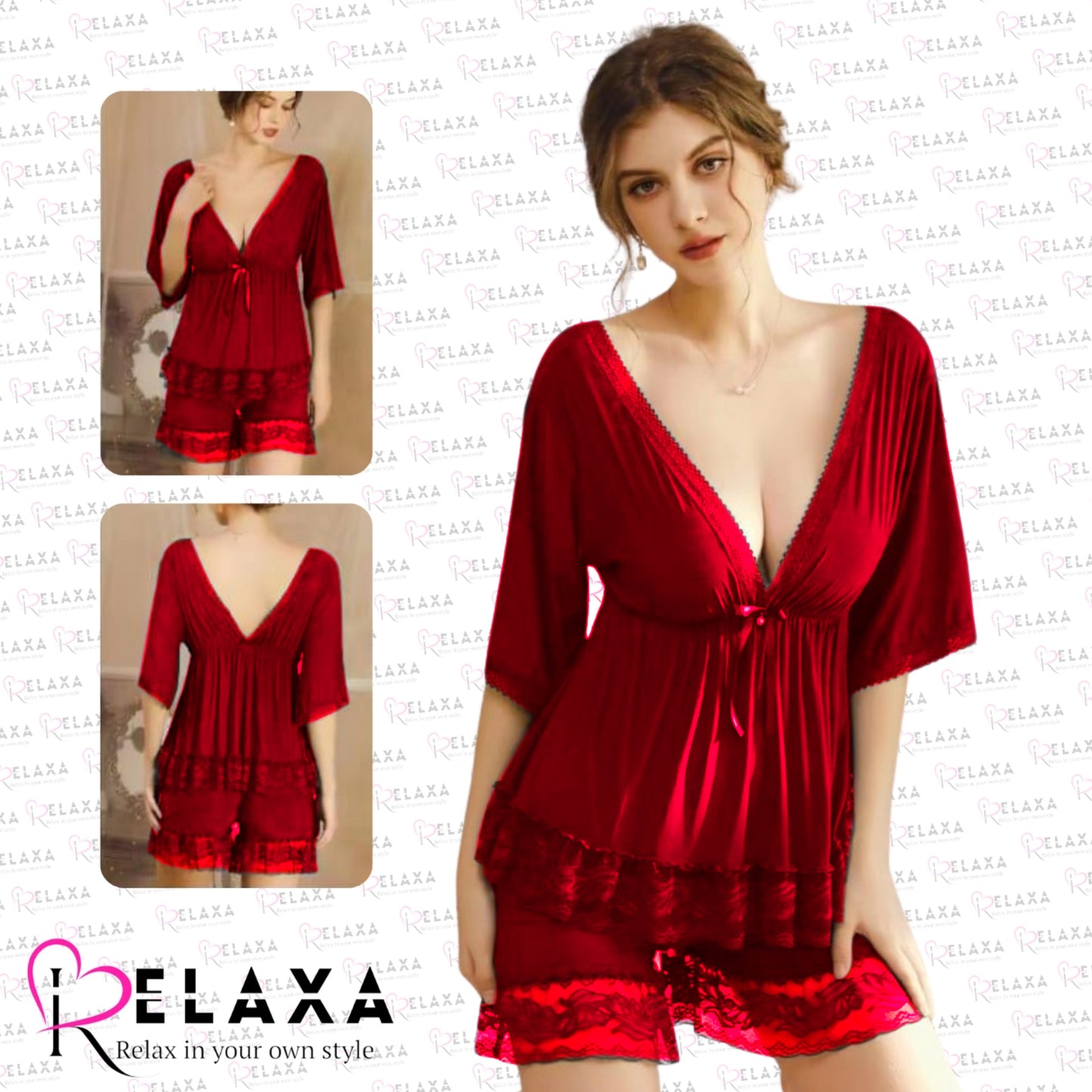 Relaxa 2 Piece Premium Quality Thai Stuff Nighty For Bridal Wear