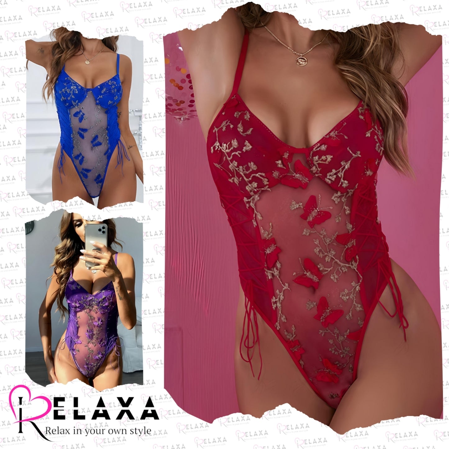 Relaxa Floral Net Hot Bikini In Cosplay Style
