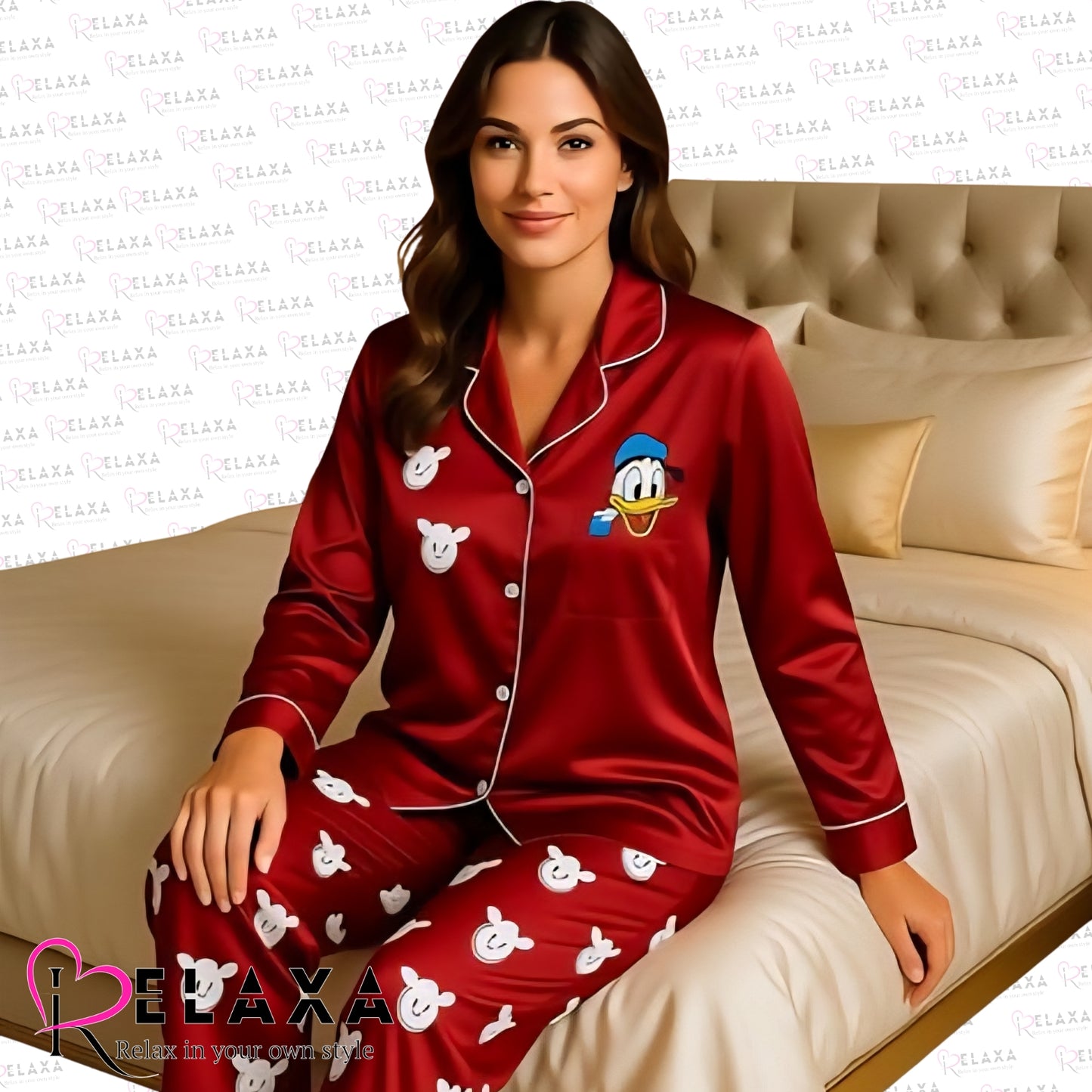 Red Donald Duck Women Night PJ Set (China Import)