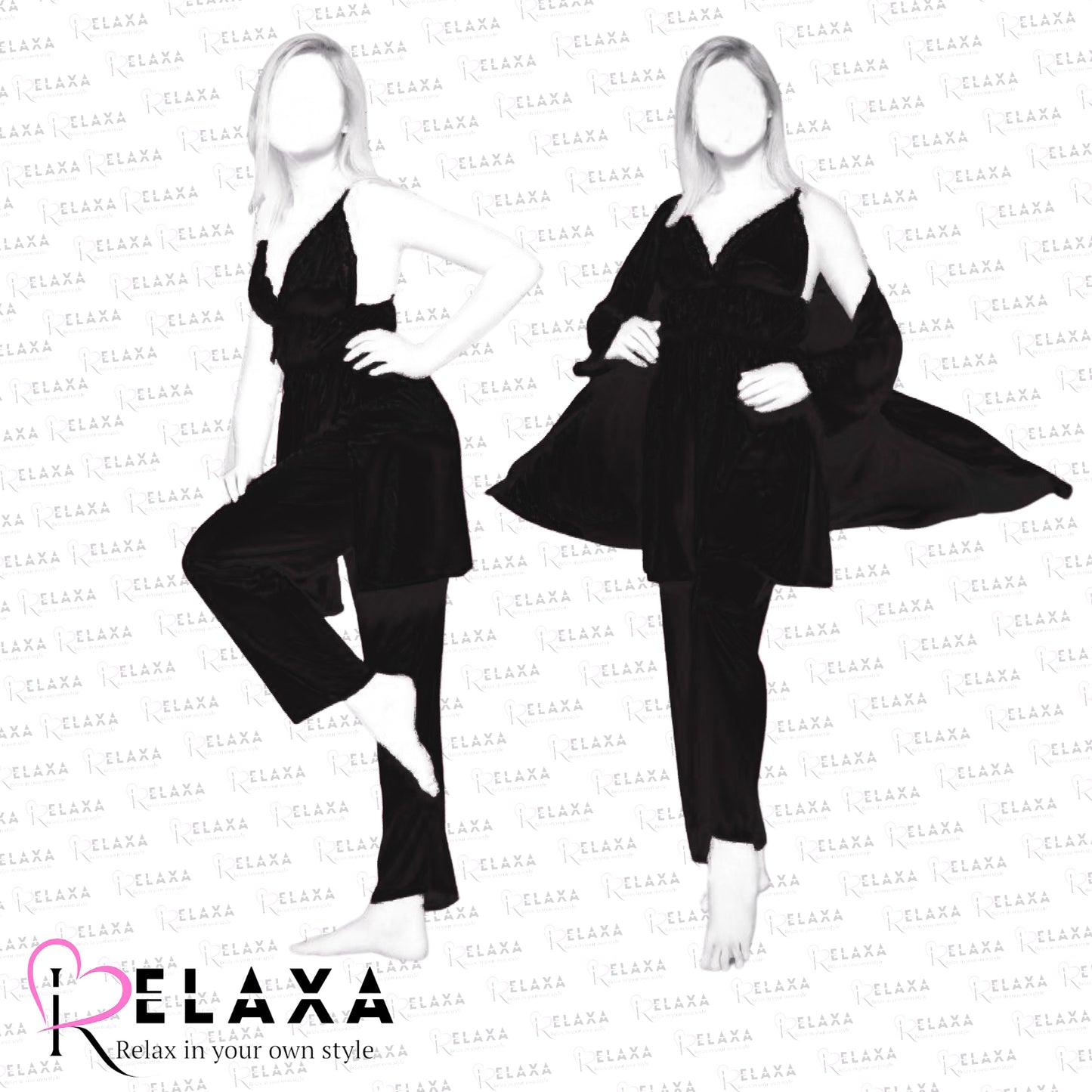 Relaxa 3Pc Premium Silk Nighy Gown Set