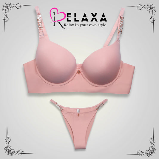 Thin pad Thailand  Bra Set With Chain (Imported)