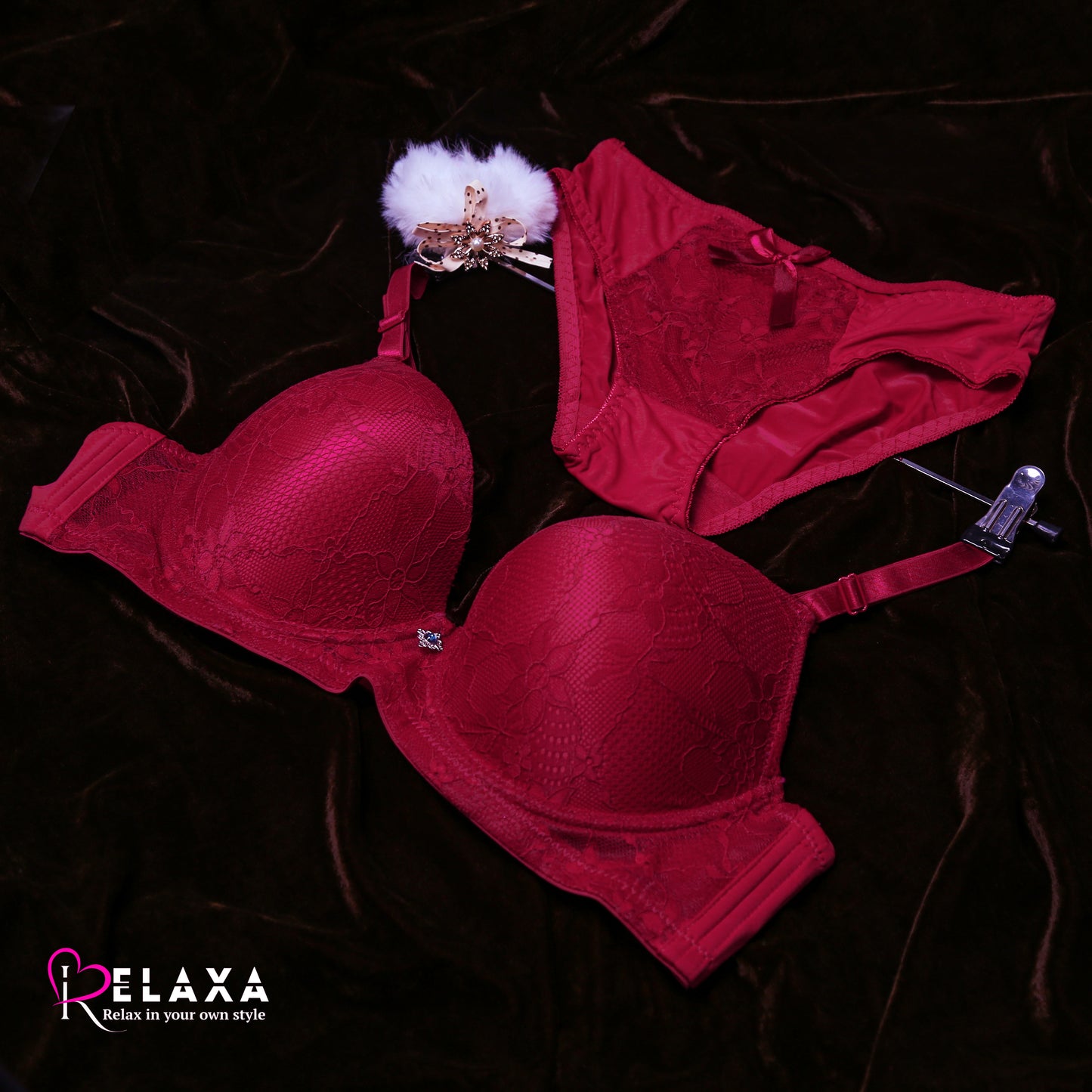 Floral Lacy Net Bra Set (Imported)