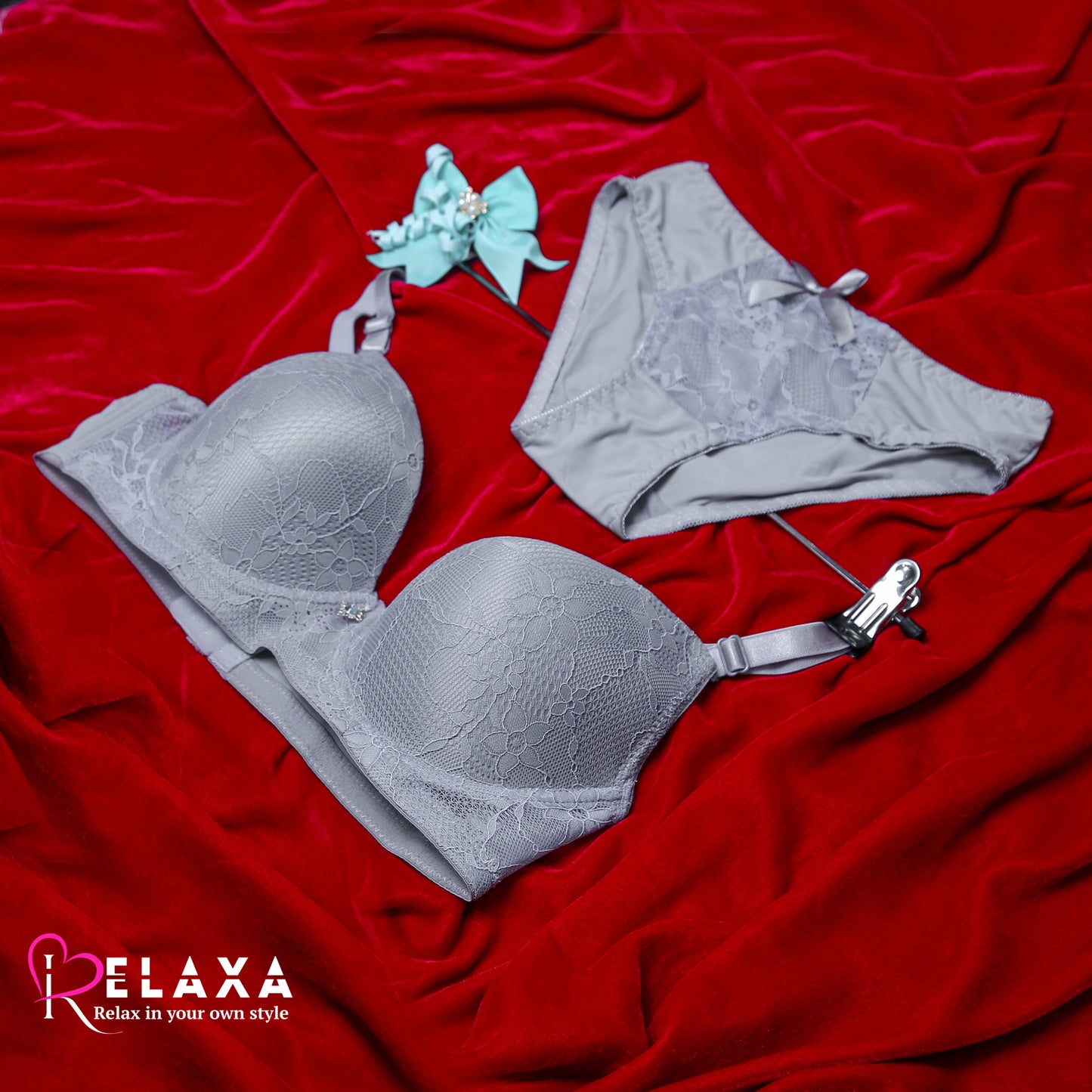 Floral Lacy Net Bra Set (Imported)