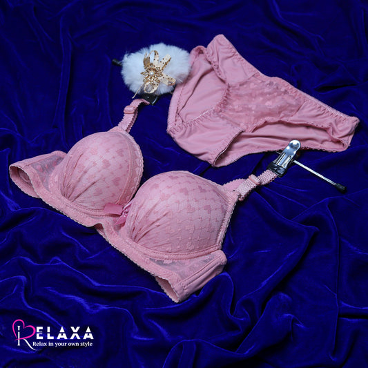 Heart Net Thin pad Bra Panty Set (Branded)