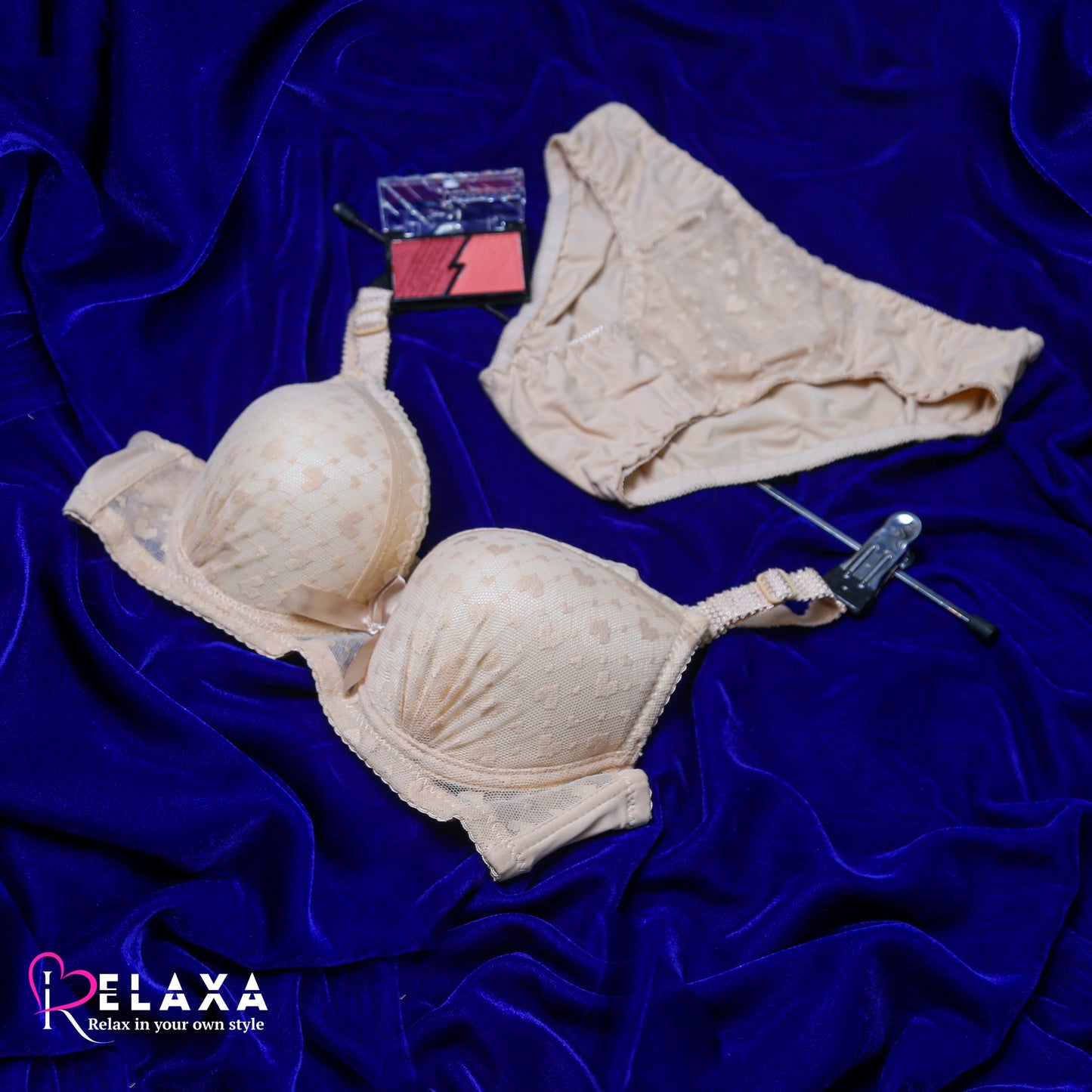 Heart Net Thin pad Bra Panty Set (Branded)