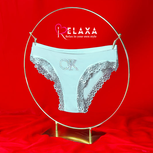 Seductive Lacy Trimmed OK Beaded Cheeky Panty