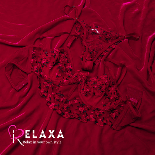 High Net flower Bra Set