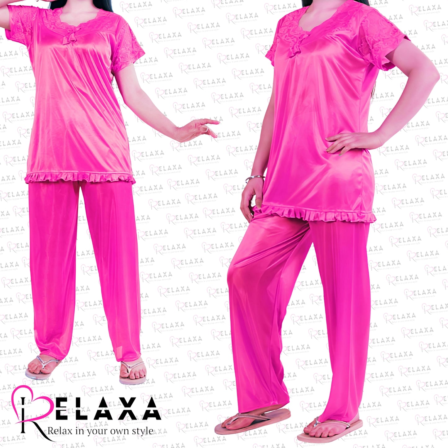 Relaxa Silky Pink Half Pajama Night Suit