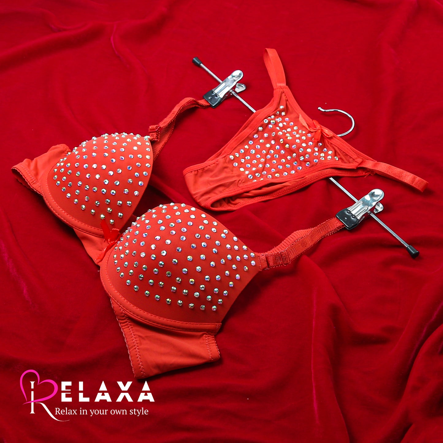 Seamless Stone Beaded Thinpad Bra Set