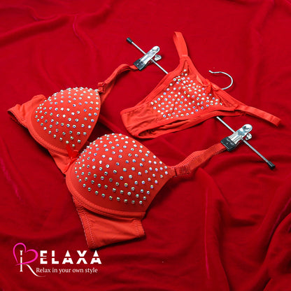 Seamless Stone Beaded Thinpad Bra Set