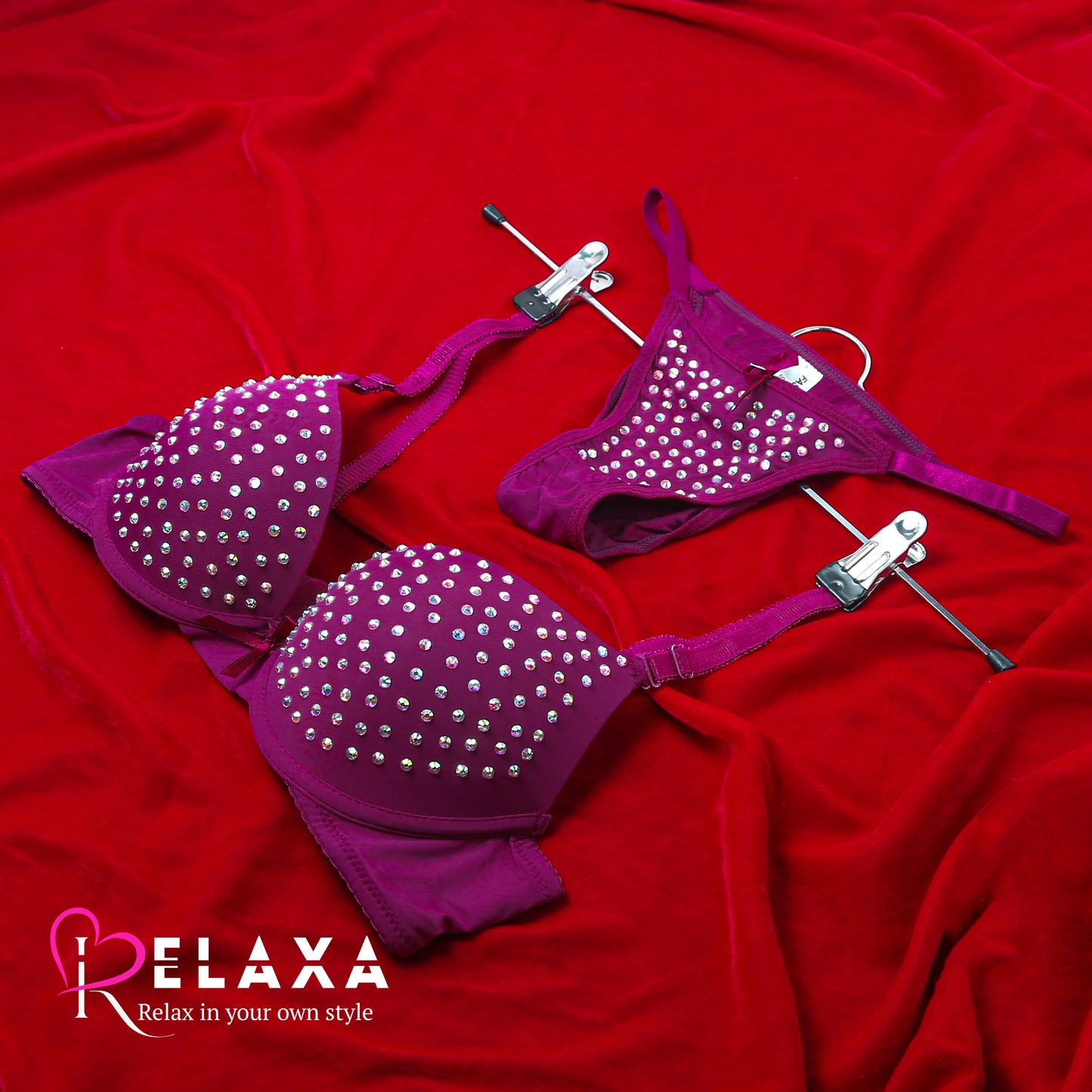 Seamless Stone Beaded Thinpad Bra Set