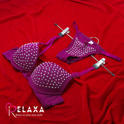 Seamless Stone Beaded Thinpad Bra Set