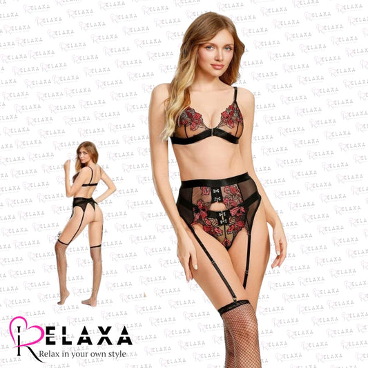 Relaxa 3pc Floral Lace Body Set