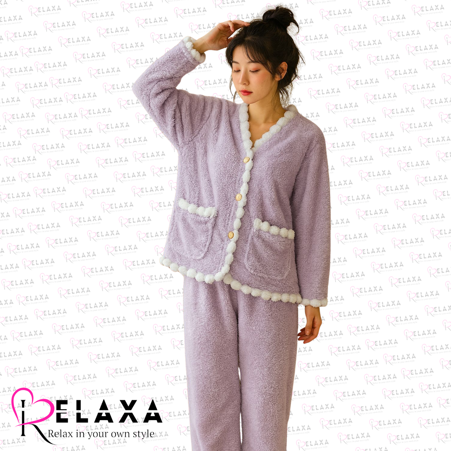 Relaxa Fleece Trouser Shirt Lavender/Tea-Pink