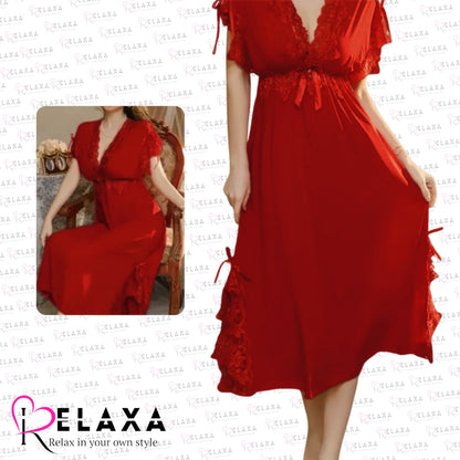 Relaxa Stylish Silk Nighty Gown [ Branded]