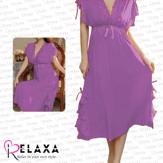 Relaxa Stylish Silk Nighty Gown [ Branded]