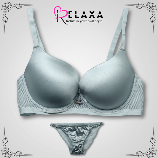 Seamless Single Padded Heart Buckle Bra Set