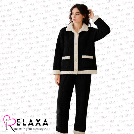 Relaxa Fleece Trouser Shirt Black & White