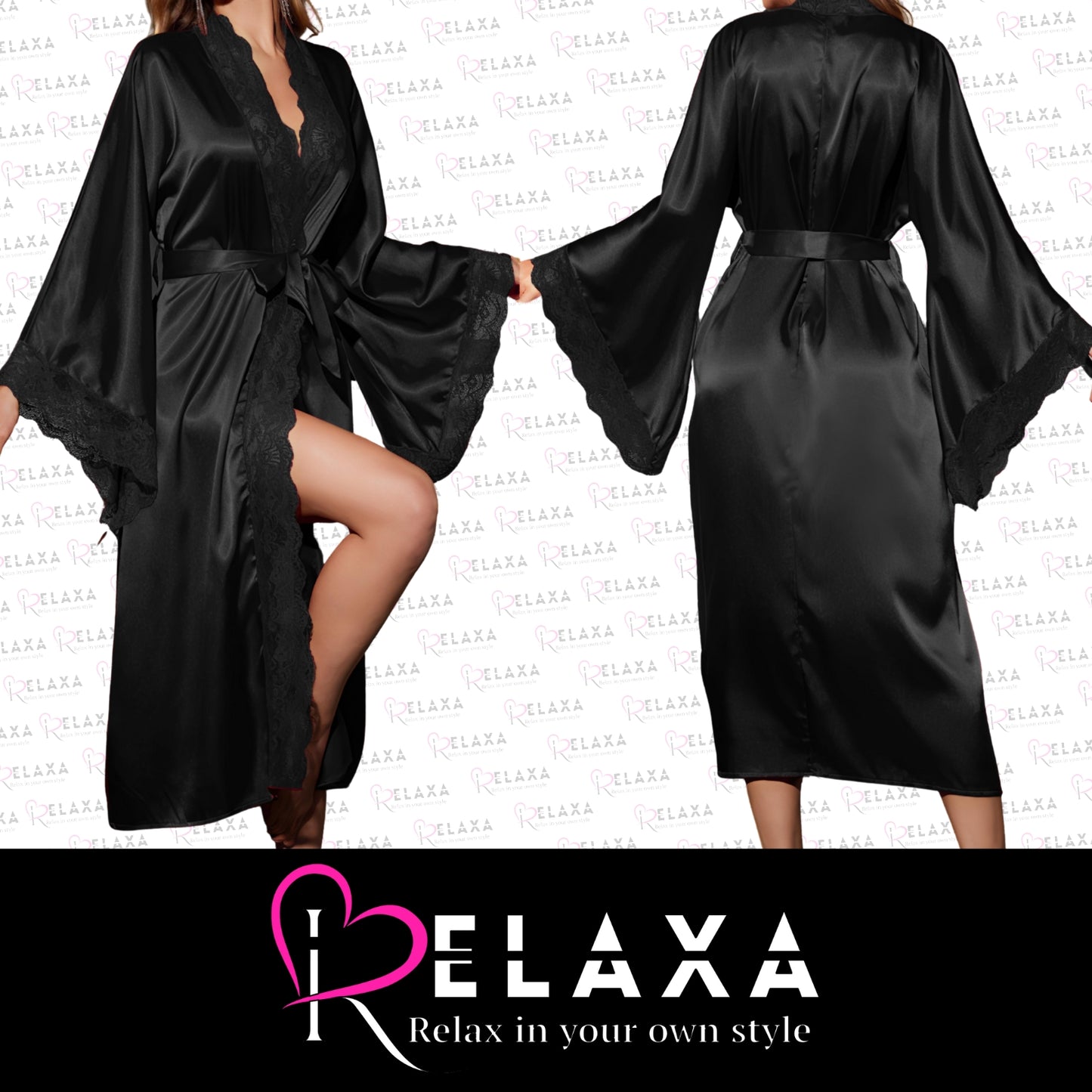 Relaxa Premium Silk Gown With Belt