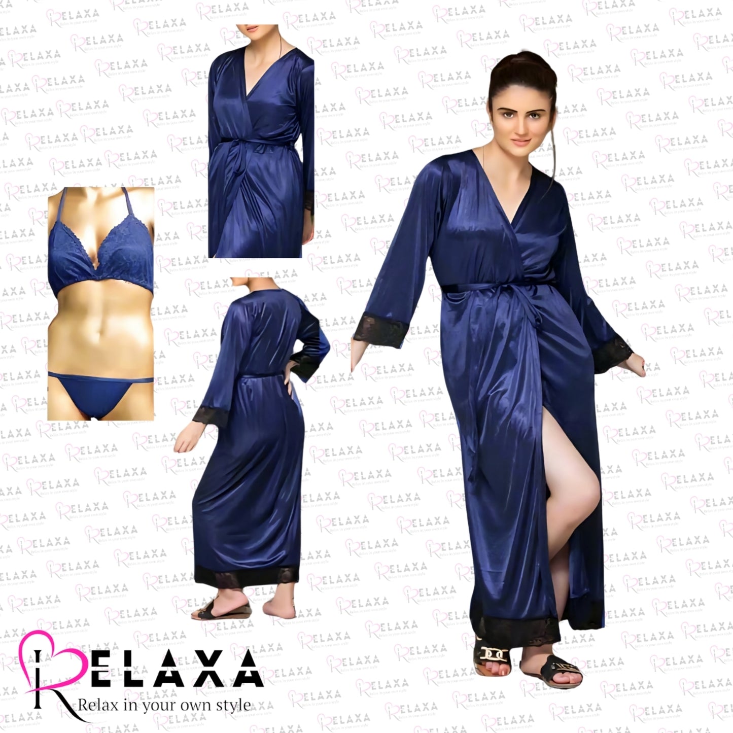 Relaxa 2Pc Premium Silk Bridal Nighty Gown