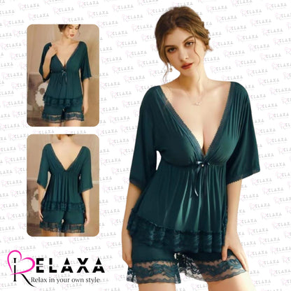 Relaxa 2 Piece Premium Quality Thai Stuff Nighty For Bridal Wear