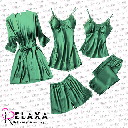 Relaxa Premium Branded Quality 5 Piece Silky Nighty Set