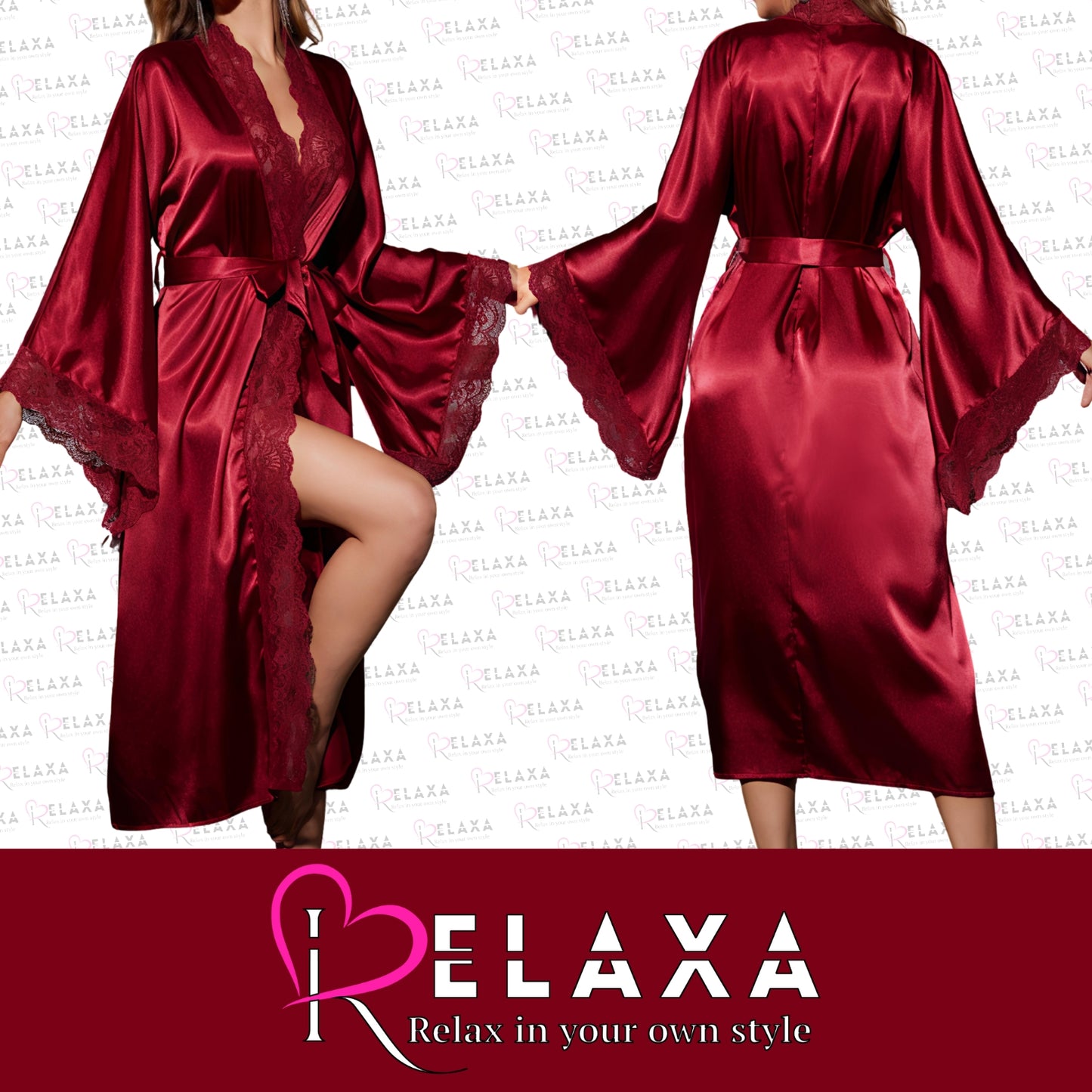 Relaxa Premium Silk Gown With Belt