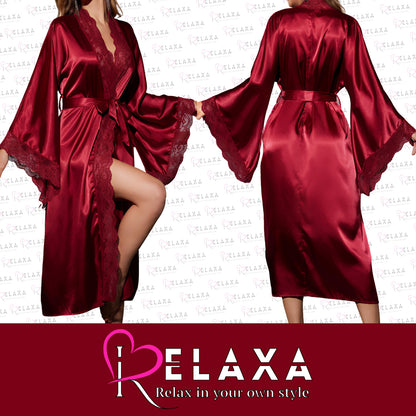 Relaxa Premium Silk Gown With Belt
