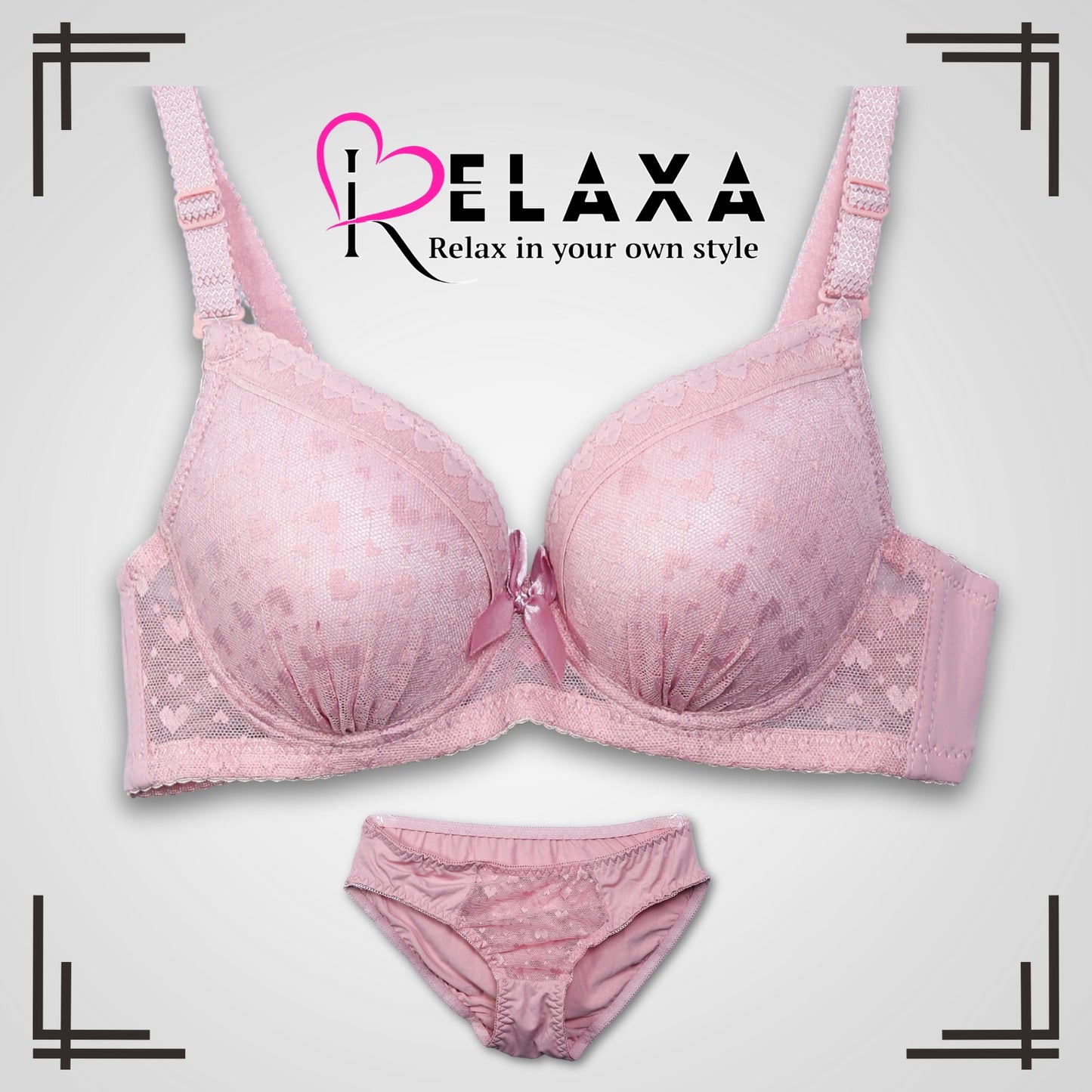 Heart Net Thin pad Bra Panty Set (Branded)