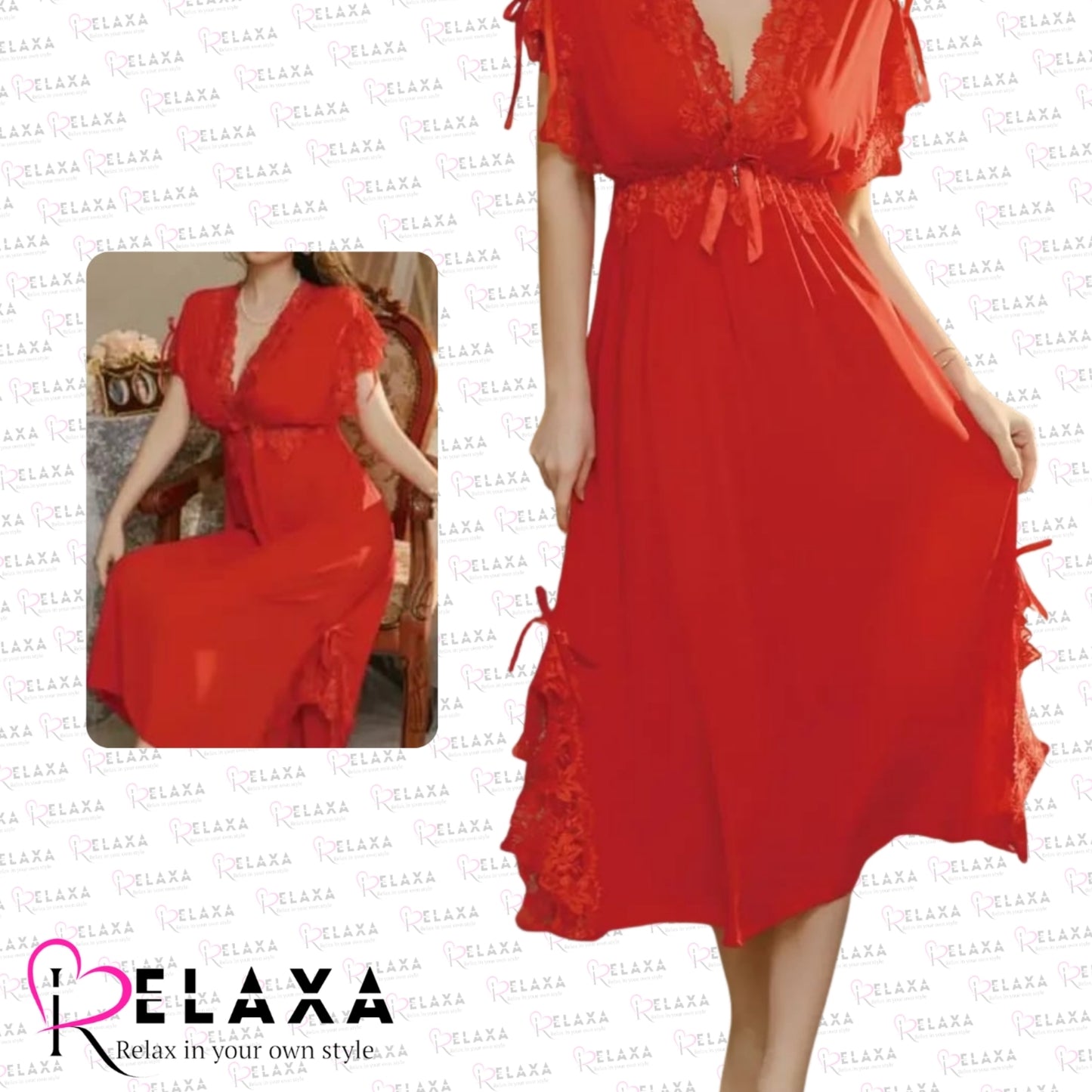 Relaxa Stylish Silk Nighty Gown [ Branded]