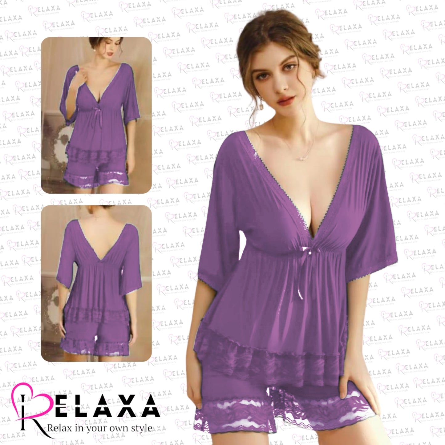 Relaxa 2 Piece Premium Quality Thai Stuff Nighty For Bridal Wear