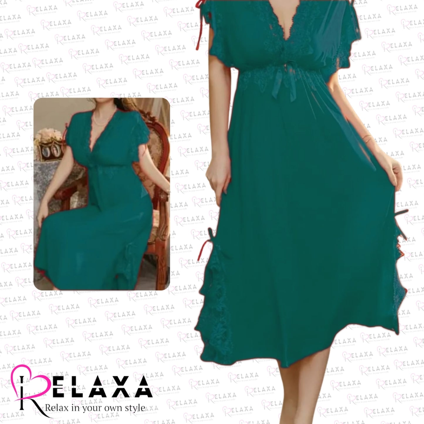 Relaxa Stylish Silk Nighty Gown [ Branded]
