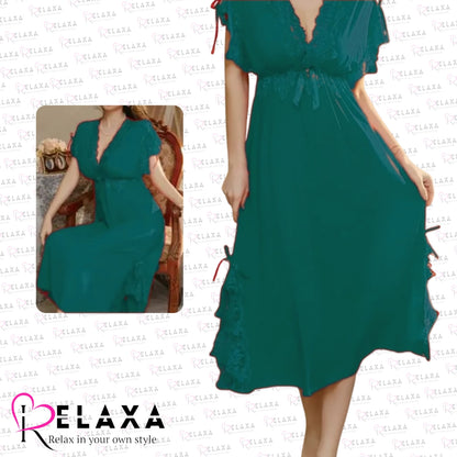Relaxa Stylish Silk Nighty Gown [ Branded]