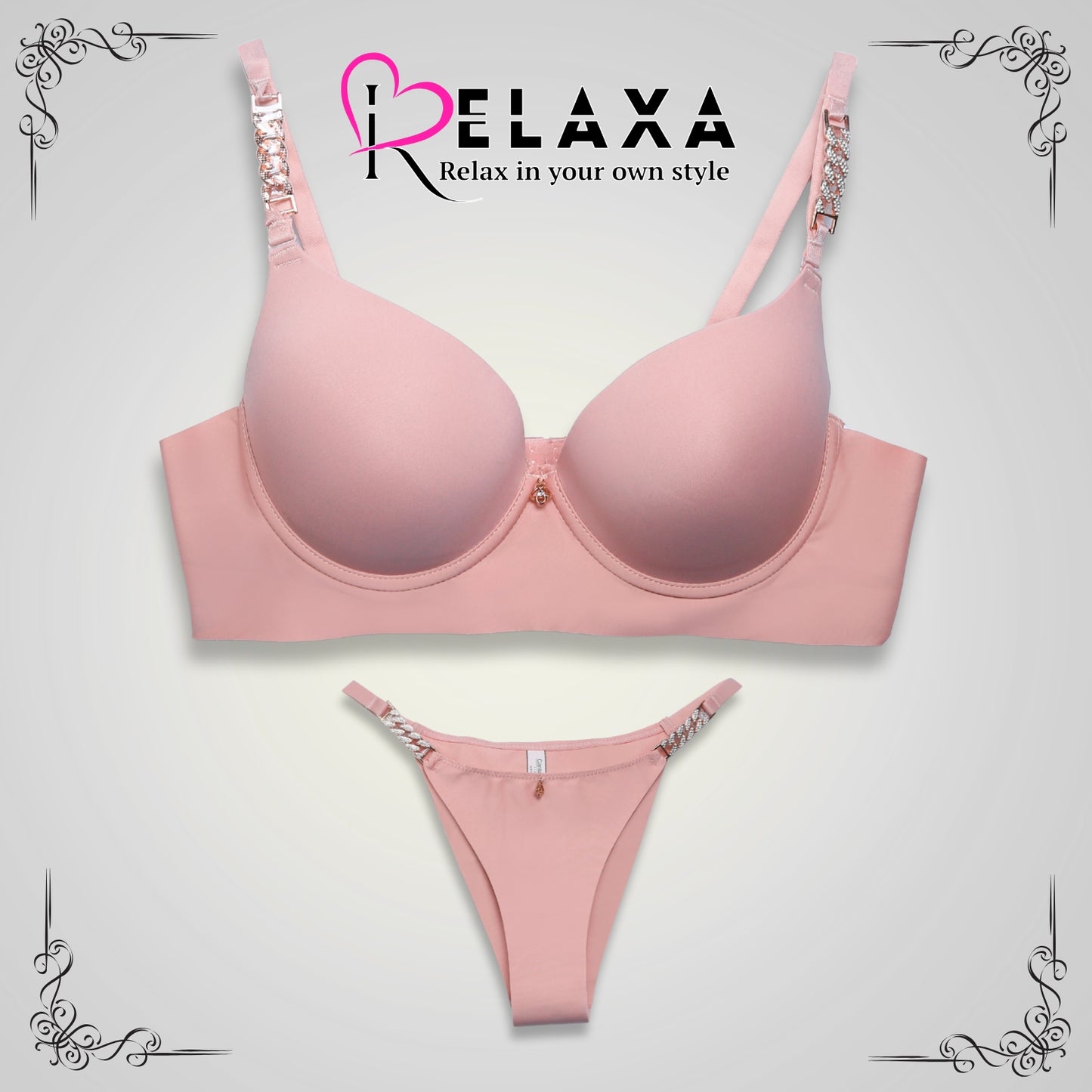 Thin pad Thailand  Bra Set With Chain (Imported)