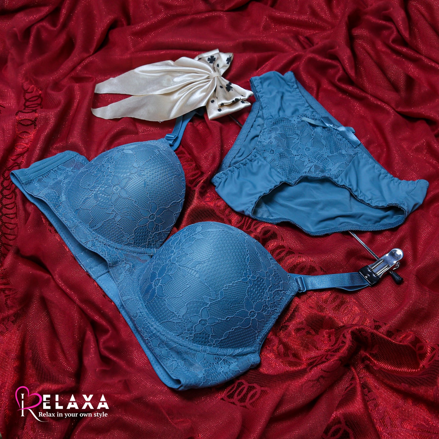 Floral Lacy Net Bra Set (Imported)