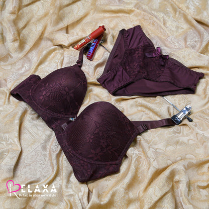 Floral Lacy Net Bra Set (Imported)