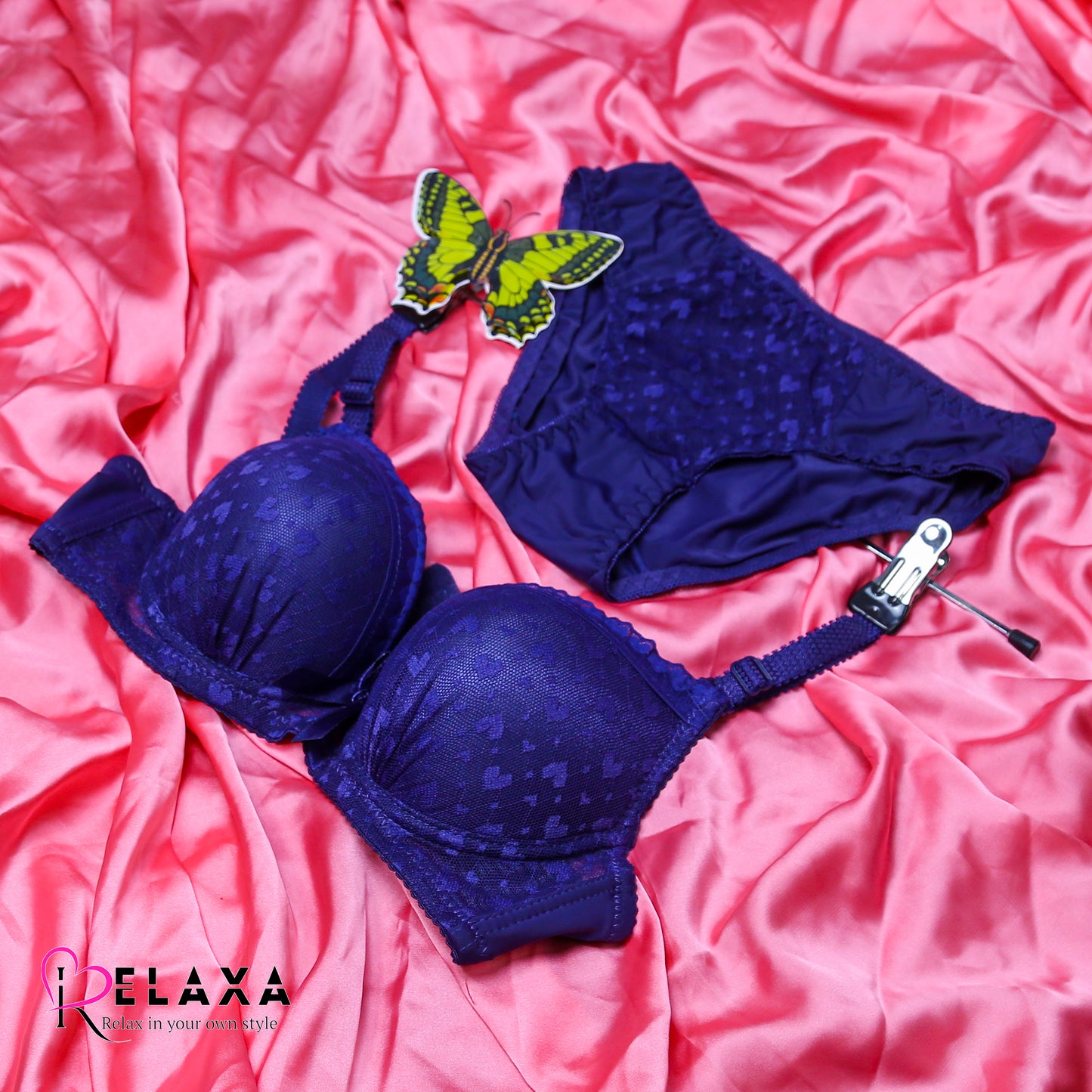 Heart Net Thin pad Bra Panty Set (Branded)