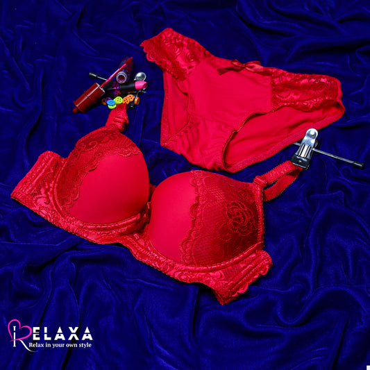 Rose Red Lacy Bra Set