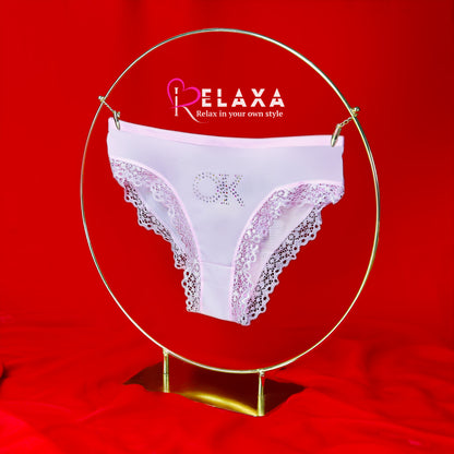 Seductive Lacy Trimmed OK Beaded Cheeky Panty