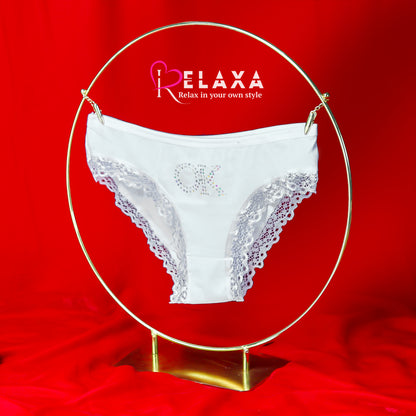 Seductive Lacy Trimmed OK Beaded Cheeky Panty