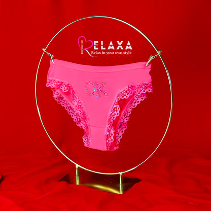 Seductive Lacy Trimmed OK Beaded Cheeky Panty