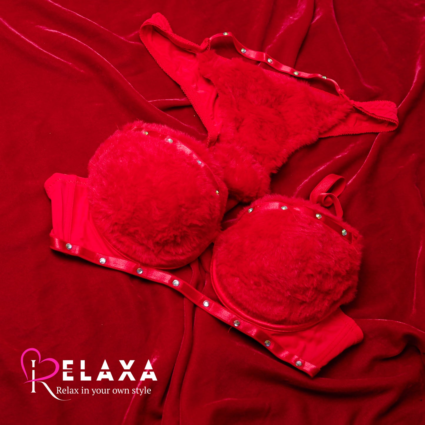 Beaded Wool Single Paded Bra Set