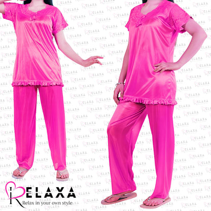 Relaxa Silky Pink Half Pajama Night Suit