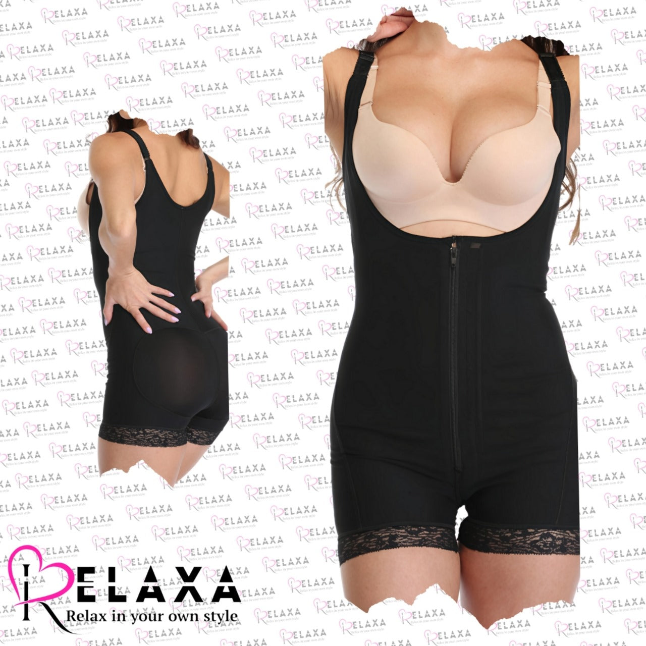 Relaxa Front Open Zip Half Body shaper