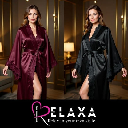 Relaxa Premium Silk Gown With Belt